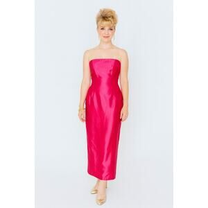 Vintage Y2K Jessica McClintock for Gunne Sax Strapless Maxi Dress Gown XS PINK